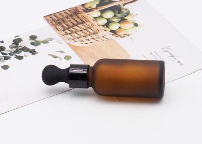 China Frosted Amber Cosmetic Glass Bottle With Various Dropper 30ml 50ml for sale