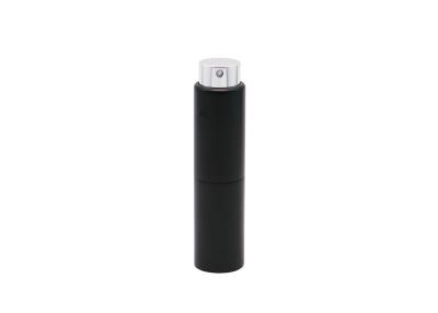 China Twist Refillable 10ml Cosmetic Perfume Tester Bottle Cylinder Aluminum Black for sale