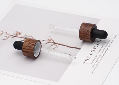 China Dropper de cristal de la pipeta con diversos casquillos de bambú del dropper de Lenghts para las botellas en venta