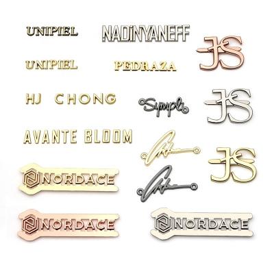 China Metal Letters Bag Logo Plates Custom Letter Metal Logo Labels For Fashion Handbags for sale