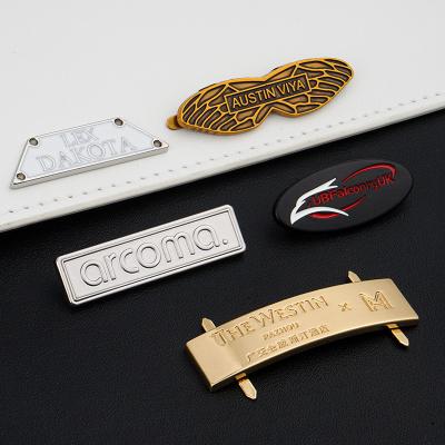 China Polished Metal Logo Plates for Handbags Custom Metal Labels Personalized Metal Name Tag for sale