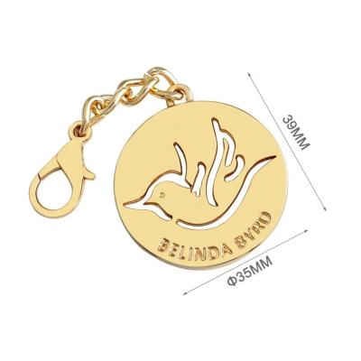China Handbag Metal Tag with Bird Logo Antioxidant Surface Customized Hanging Label Tag for sale