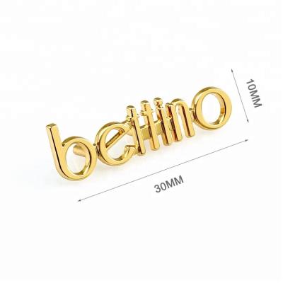 China Fashion Design Custom Letter Metal Logo Plate for Handbags Letters Together Gold for sale
