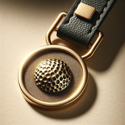 China Custom Golf Bag Tag Circle Shape with Gold Plating and Leather Strap Prevents Fading for sale