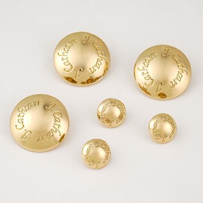 中国 Garment Accessories Metal Round Sewing Button Dome Shank Button with Logo in Gold Color 販売のため