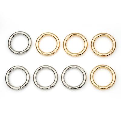 China Customized 25mm Metal Spring Ring Clasp for Bags Gold Plated Zinc Alloy Key Chain Spring Snap Hooks O Ring for sale