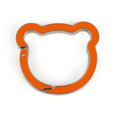 China Bear Head Shape Metal Key Ring Custom Metal Spring Ring Animal Shape Ring Hook for OEM for sale