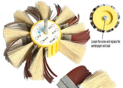 China Shaft Mounted Sisal Emery Cloth Bristle Polishing Brush Wheel For Wood Primer Sanding for sale
