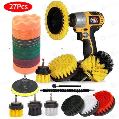 China 27PCs Household Drill Cleaning Brush For Bathroom Surfaces Car Grout Decontamination for sale