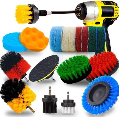 China 20pcs Premium Drill Brush Scrub Pad Sponge With Extend Long Attachment for sale