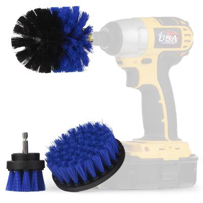 China 3Pcs Blue Scrub Brush Drill Power For Bathroom Floor Cleaning for sale