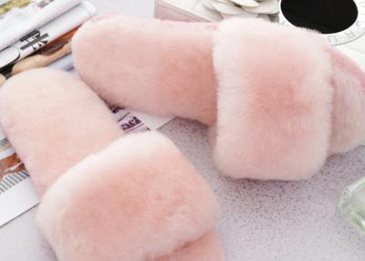 China Open Toe Soft Sole Sheep Wool Slippers Durable With Fur Lining / 34-43 Euro Sizes for sale