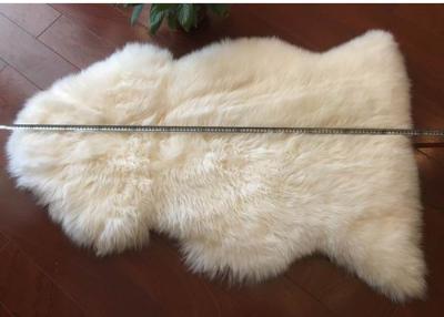 China Genuine White Sheepskin Rug Long Hair Lambskin Pelt 70 x110cm Single Piece for sale