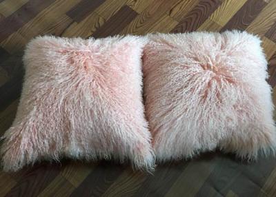 中国 モンゴルの毛皮の枕はピンクの贅沢な本物のチベットのモンゴルの毛皮の投球赤面します 販売のため