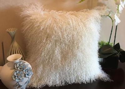 China Mongolian fur Pillow Natural White Long Hair Tibetan Sheep Skin Pillow Cover 40cm for sale
