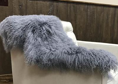 China Grey Long Curly Hair Mongolian Sheepskin Rug Living Room With 2*4 Feet Size for sale