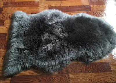 China Long Wool Real Sheepskin Rug Grey Dyed Anti Slip For Living Room Baby Play for sale