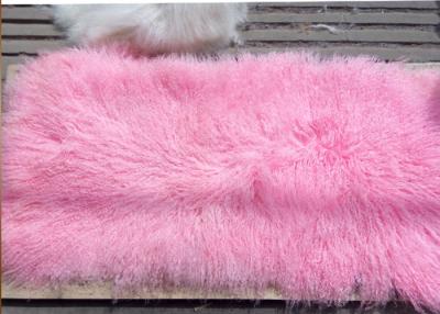 China Mongolian Sheepskin Rug 100% Real Sheepskin Wool 60*120cm Dyed Pink Color Free Samples for sale