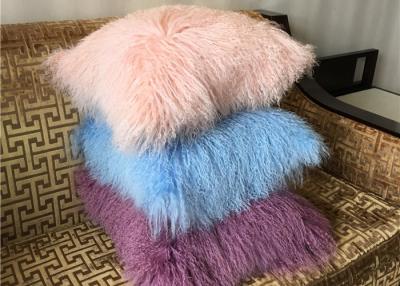 China Mongolian fur Pillow Luxurious Dyed Real Long Hair Sheep Fur Throw For home for sale