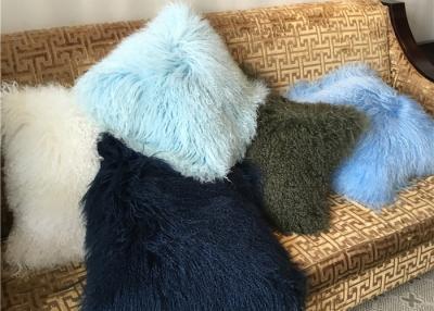 Chine Coussin teint coloré de divan de fourrure d'agneau de peau du Thibet de cheveux d'oreiller mongol de fourrure long à vendre