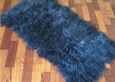 China 2 *4' Navy Blue Mongolian Fur Throw Blanket , Large Sofa Throws Anti Wrinkle for sale