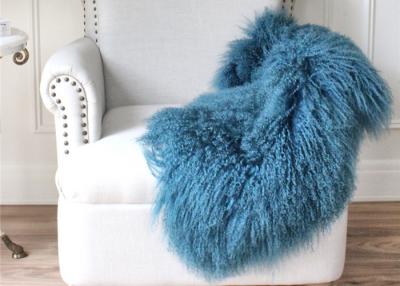China Mongolian Sheepskin Rug Home Decoration Customize Design Genuine Leather Fur Various Blue Colors for sale