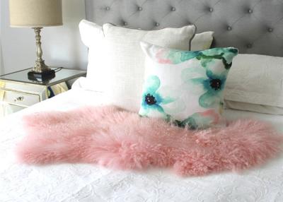 China Natural Pink Real Mongolian Lamb Rug Bed Fur Blanket Decorative Blankets Floor Rugs and Carpets For Living Room for sale