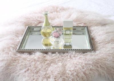 China Real Mongolian Tibet Lamb Fur  Pastel Pink Rug Plate Throw New Genuine Pink Wool for sale