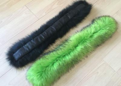 China Dyed Color Long Raccoon Fur Collar Handmade Warm Soft Smooth For Jacket Hood for sale