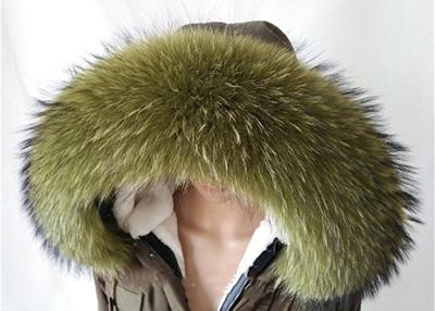 China Raccoon fur collar Large Long Detachable Real Fur Collar for Winter 80 cm Green for sale