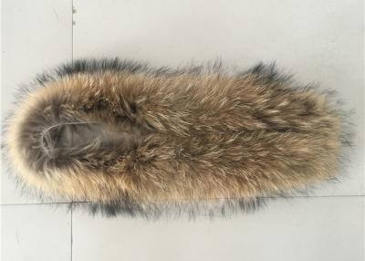 China Large Detachable Raccoon Hood Trim , Natural Color Overcoat Fur Collar  for sale