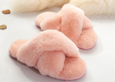 China Women Indoor Shearling Sheep Wool Slippers Open Toe With Thick Wool Fluffy Fur for sale