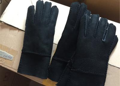 Chine Double gants rayés de dames par peau de mouton en cuir noire respirable pour l'usage de téléphone portable  à vendre
