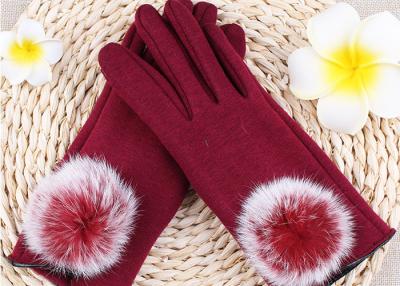 China Warmest Sheepskin Gloves Velvet Fleece Gloves Red Color Rex Rabbit Fur Touch Screen for sale
