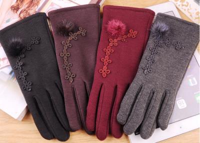 China Wine Red Fleece Touchscreen Winter Gloves With Super Soft Lining Keeping Warm for sale