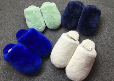 China Closed Toe Shearling House Slippers , Ladies Sheepskin Slippers With Rubber Sole  for sale