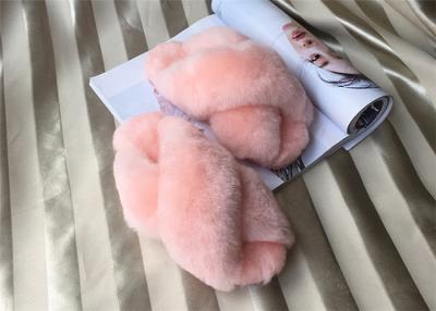 China Dyed Pink Sheep Wool Slippers Real Australia Merino Fur With15mm Slender Fleece for sale