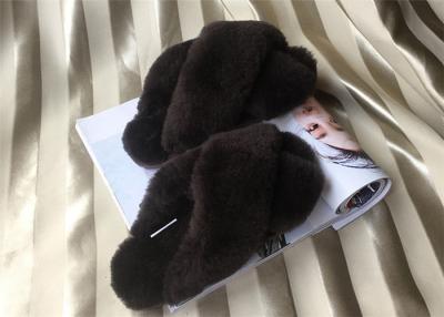 China Sheep Wool Slippers Lambskin ladies cow leather slippers with sheepskin wool for sale