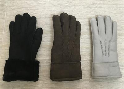 China Luxurious Warmest Sheepskin Gloves / Black Leather Women's Sheepskin Mittens for sale