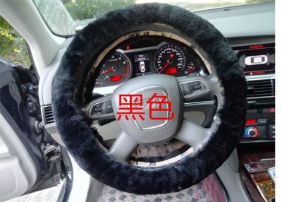 China Black Genuine Sheepskin Steering Wheel Cover With Australia Pure Wool for sale