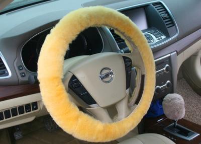 China Diameter 38cm Dyed Red Fluffy Steering Wheel Cover Super Soft With Lamb Fur for sale