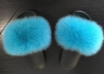 China Indoor Outdoor Real Fox Fur Slippers 35-44 Size With Slides Platform OEM for sale