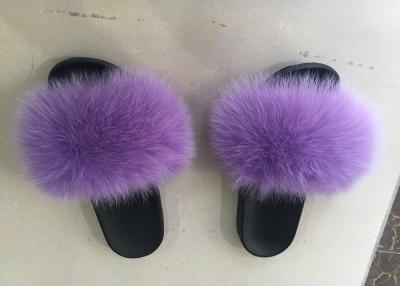 China Dyed Color Ladies Fluffy Slippers For Summer , Spring Cute Womens Slippers  for sale