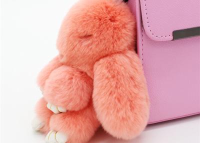 China Handmade 13cm Fluffy Rabbit Bag Charm , Plush Bunny Handbag Charms Keyrings  for sale