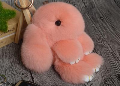 China Rabbit Fur Round Fuzzy Ball Keyring , Cute Fluffy Keychain For Bag Pendant for sale