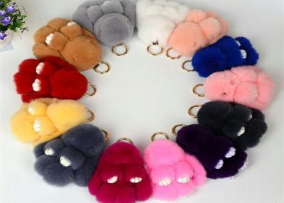 China 13-20cm Fluffy Bunny Keychain With 100% PP Cotton Filling / Real Rabbit Fur for sale
