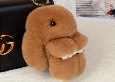 China Dyed Brown Rabbit Fur Keychain 18cm Size PP Catton Fillings Used For Bag for sale