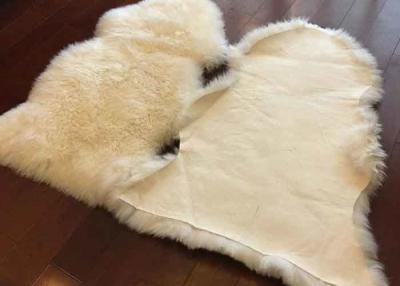 China Long Hair Wool Real Sheepskin Rug With Natura White Sheep Shape 60 X 90cm for sale