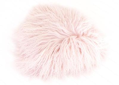 China Light Pink Mongolian Sheepskin Rug , Soft Mongolian Fur Blanket For Newborn Baby In Props for sale