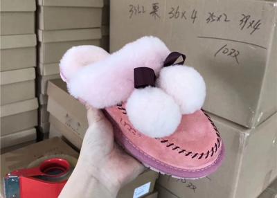 China Light Pink Soft Sole Sheep Wool Slippers for Bedroom , Womens House Slippers for sale